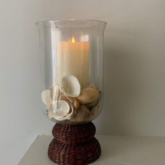 Vase clear with rattan with shells home decor Boho‎ home decor - Picture 3 of 7